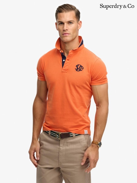 Superdry Orange Pique Monogram Polo Shirt (H08732) | SGD 68