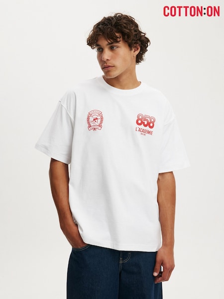 Cotton On White Box Fit Graphic T-Shirt (H08734) | 130 QAR