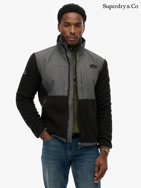 Superdry Black Polar Hybrid Trekker Fleece (H08739) | SGD 155