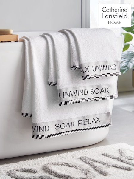 Catherine Lansfield 4 Piece White Relax and Unwind Towels Bale Set (H08810) | SGD 68