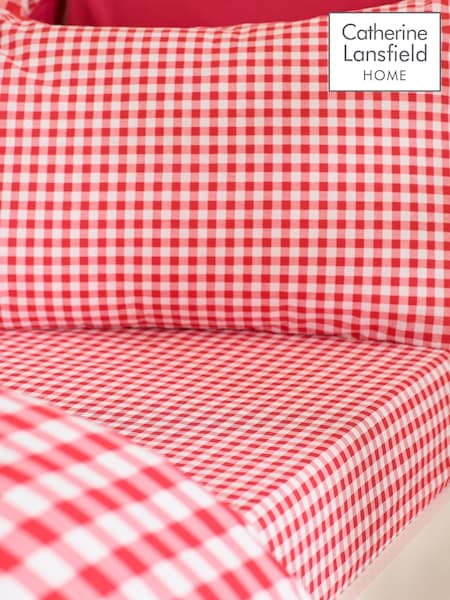 Catherine Lansfield Red Bamford Gingham Check Fitted Sheet (H08820) | AED70 - AED111