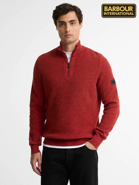 Red - Regular Barbour® International Crawley Funnel Neck Jumper