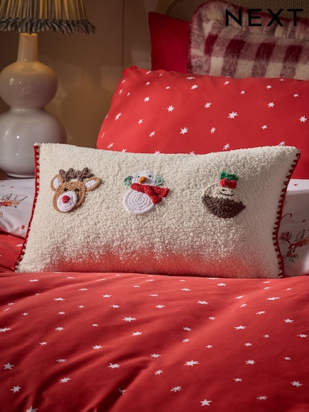 Weihnachtliches Kissen mit Charakter-Trio