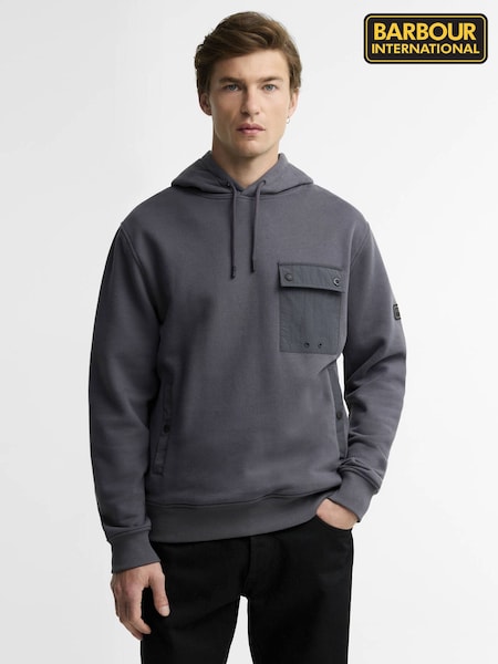 Grey - Regular Barbour® International Inline Hooded Sweatshirt