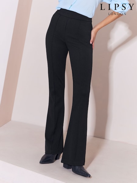 Black - Lipsy High Waisted Bootleg Jersey Trousers