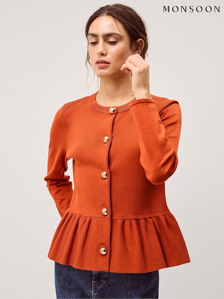Monsoon Orange Prune Peplum Cardigan (H09376) | $172