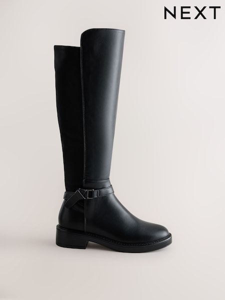 Black - Forever Comfort® Knot Knee High Rider Boots