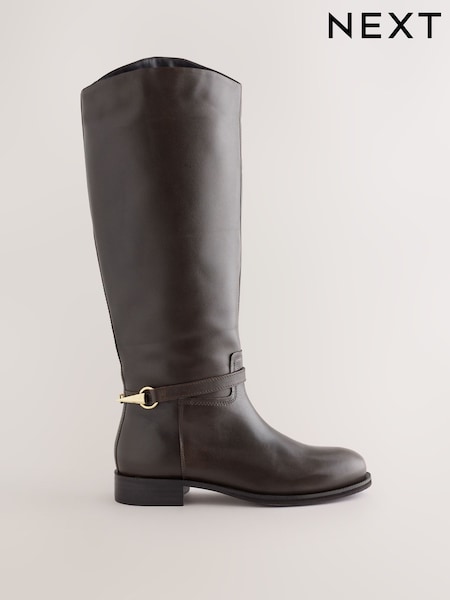 Brown - Standard Foot With Wide Calf Forever Comfort® Knee High Leather Boots