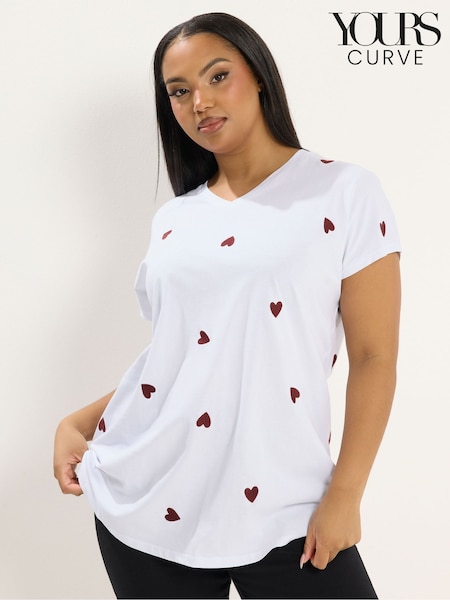 Yours Curve Embroidered T-Shirt (H09595) | ‏136‏₪