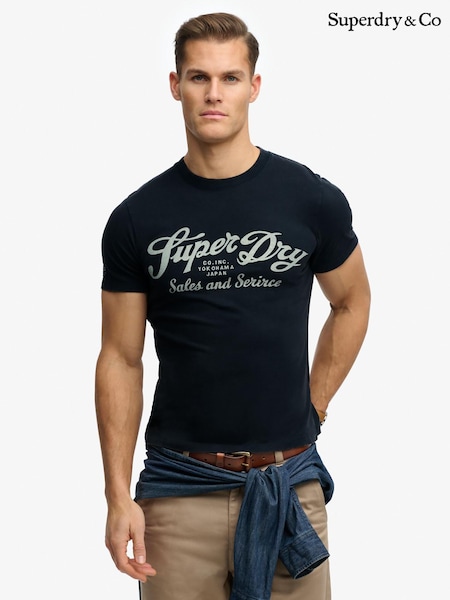 Superdry Blue Blue Industry Worker Relaxed T-Shirt (H09947) | SGD 58