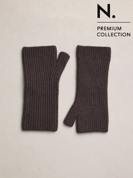 Chocolate Brown - N.premium Cashmere Handwarmer Gloves