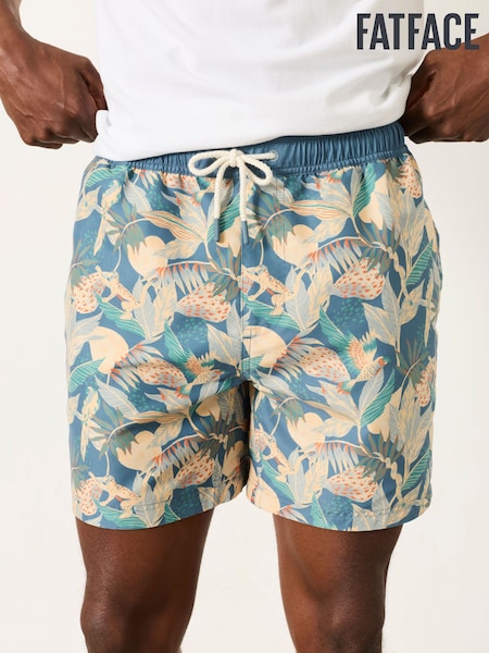 Blue - Regular Fatface Floral Printed Swim Shorts