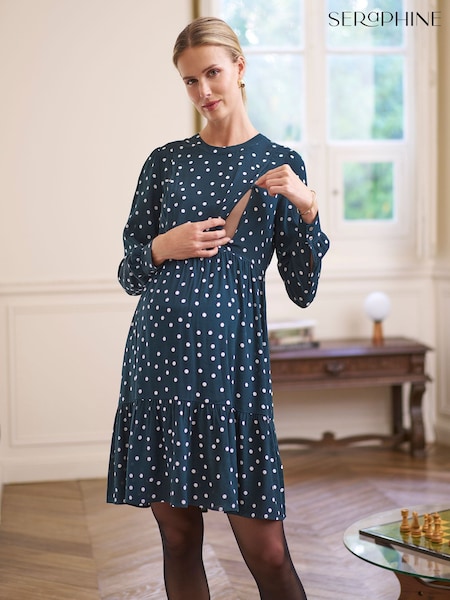 Green - Seraphine Maternity Tiered Mini Dress