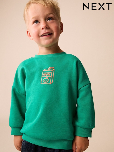 Green Juice Box - Printed Crew Neck Sweat Top (3mths-7yrs)