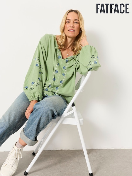 vert - Fatface Embroidered Top