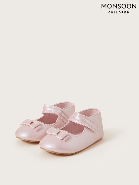 Monsoon Pink Baby Shimmer Bow Walker Shoes (H10959) | ₪111