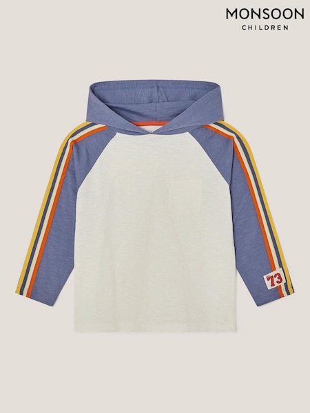 Monsoon Natural Raglan Stripe 100% Cotton Hoodie Top (H10966) | ₪101 - ₪111