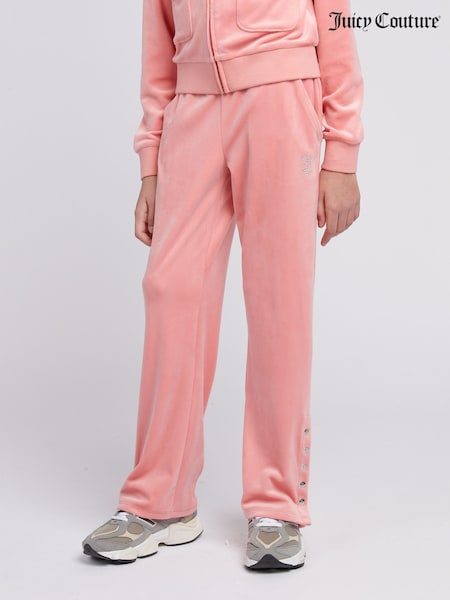 Juicy Couture Pink Girls Velour Straight Leg Joggers (H11034) | ₪402