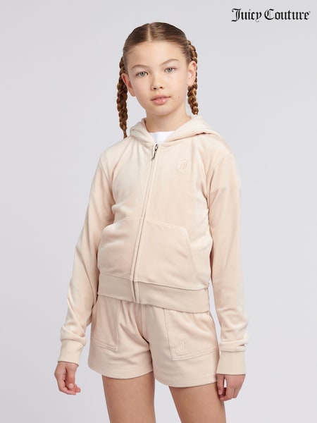 Roz Bolt - Juicy Couture Girls Tonal Velour Zip Up Hoodie (H11042) | 521 LEI