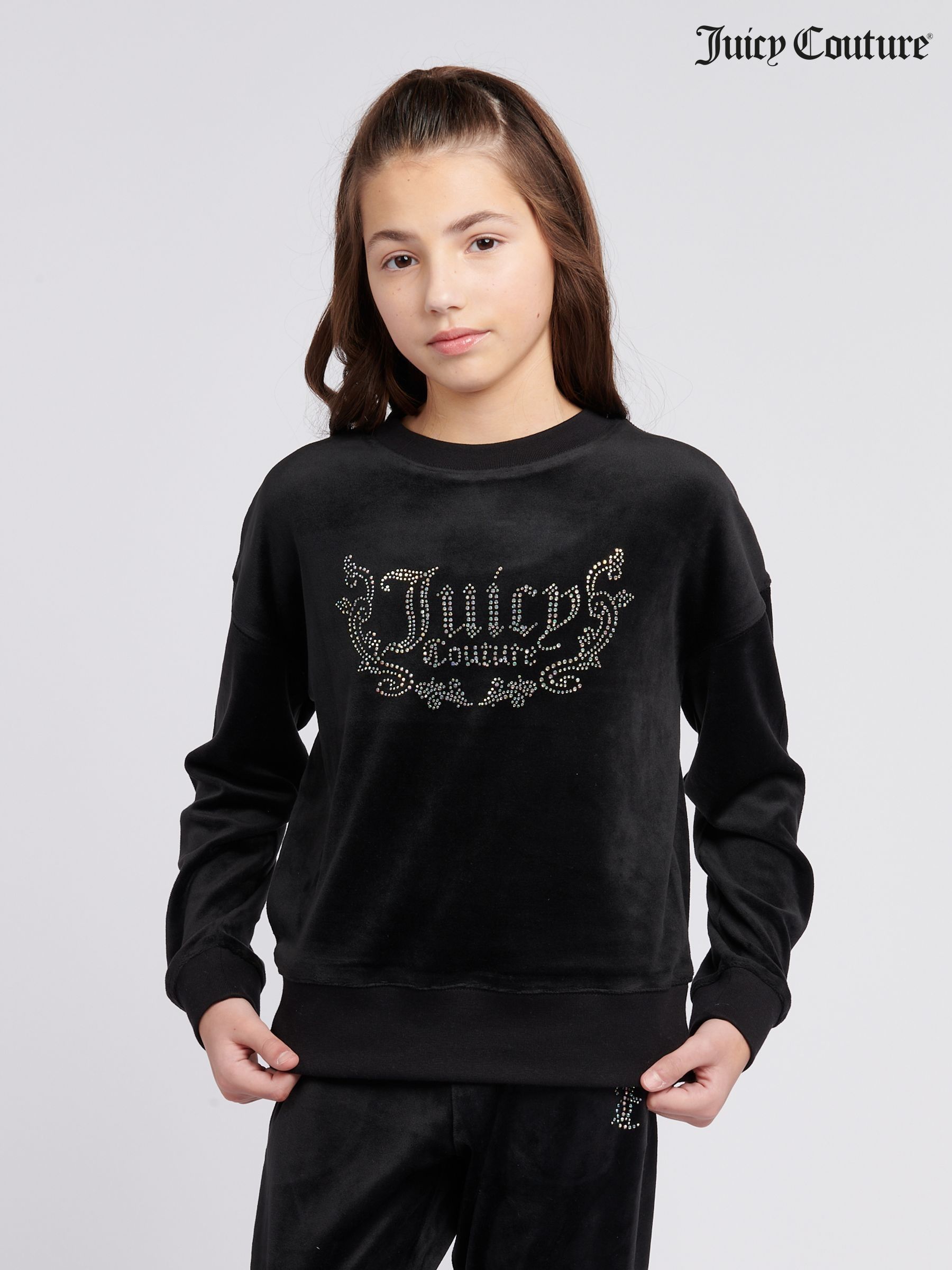 Juicy Couture◆ビジュー ロゴ ベロア ジョガー ブラック JUICY COUTURE - ジューシークチュール リラックスフィット