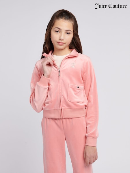 Juicy Couture Pink Girls Velour Zip-Thru Jacket (H11052) | €123