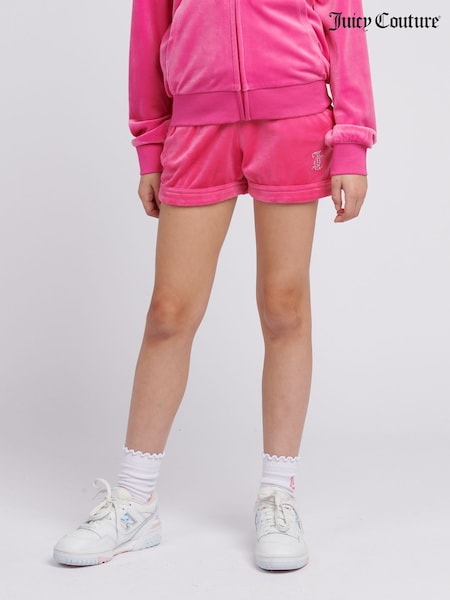 Juicy Couture Pink Girls Velour Fold Up Shorts (H11053) | €71
