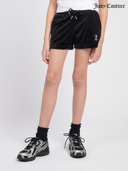 Juicy Couture Black Girls Velour Fold Up Shorts (H11058) | €71
