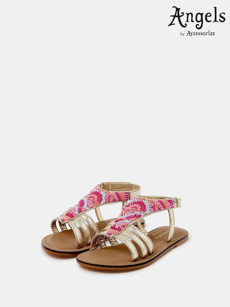 Angels By Accessorize Pink Girls Beaded Gladiator Sandals (H11106) | AED140