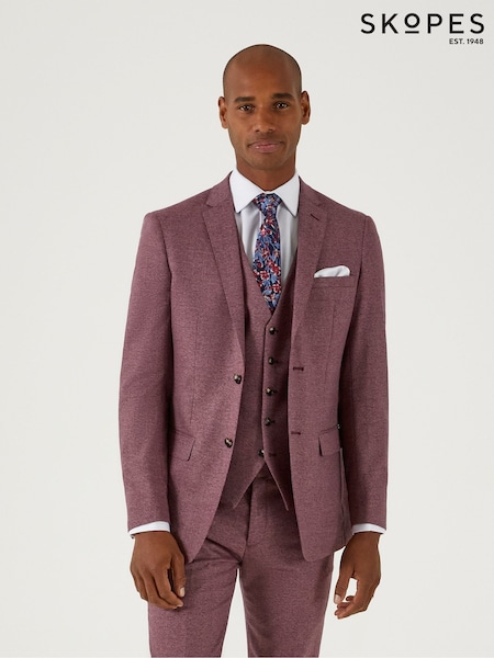 Skopes Red Slim Fit Jodrell Tweed Effect Suit Jacket (H11113) | AED641