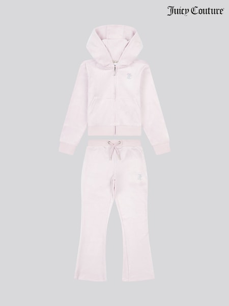 Juicy Couture Purple Girls Diamante Zip-Thru Hoodie & Bootcut Joggers Set (H11130) | ₪503