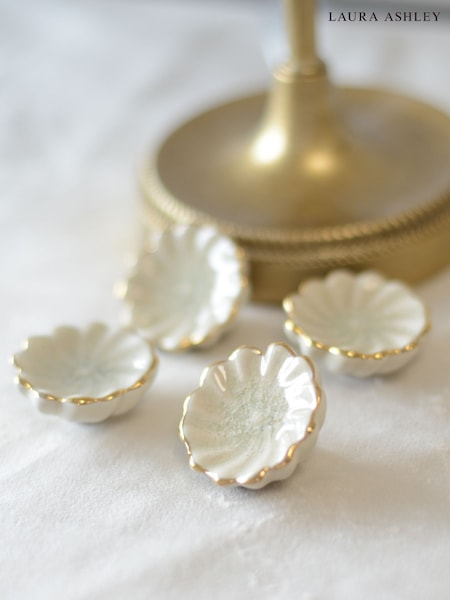 Laura Ashley Set of 2 Off White Gold Ceramic Metalic Edge Drawer Knobs (H11149) | AED186