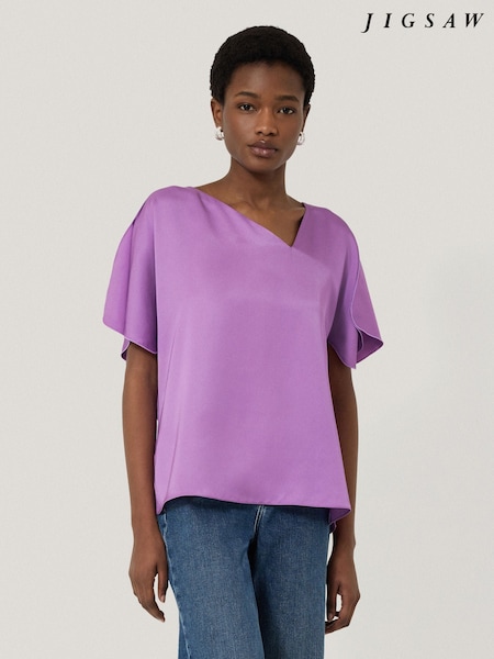 Jigsaw Purple Asymmetric Neck Drape Top (H11178) | €159