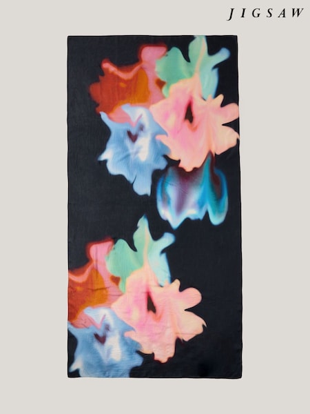 Jigsaw Blue Dreamy Floral Print Silk Shawl (H11188) | €179