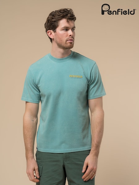 Penfield Blue Mens Whale Scene Back Graphic Print 100% Cotton T-Shirt (H11204) | 198 QAR