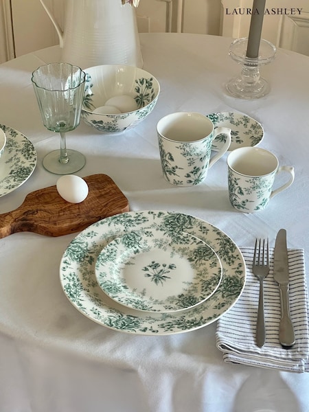 Laura Ashley Set of 4 Teal Green Thurston Bloom 18cm Plates (H11218) | €49