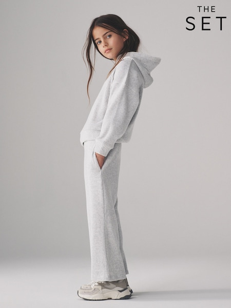 The Set Soft Touch Rib Relaxed Hoodie Wide Leg Joggers Set (H11248) | ‏131 د.إ.‏ - ‏ 154‏ د.إ.