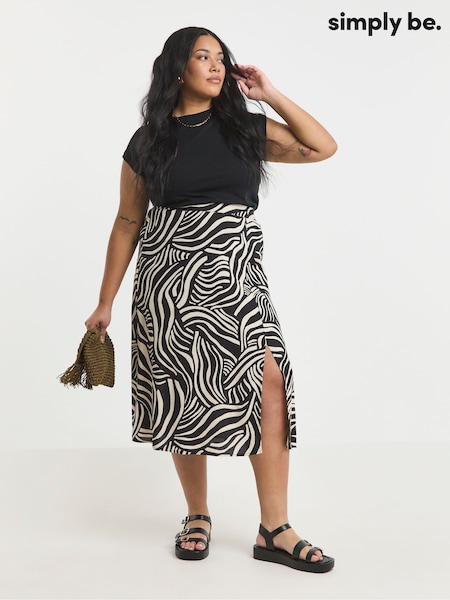 Simply Be Side Split Midi Skirt (H11308) | ‏146‏₪