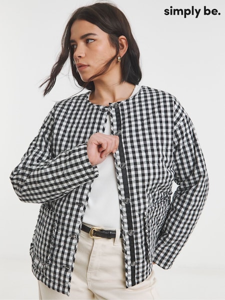 Simply Be Black Onion Quilt Gingham 100% Cotton Jacket (H11310) | €93