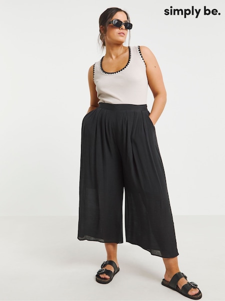 Simply Be Black Extreme Wide Leg Culottes (H11318) | €52
