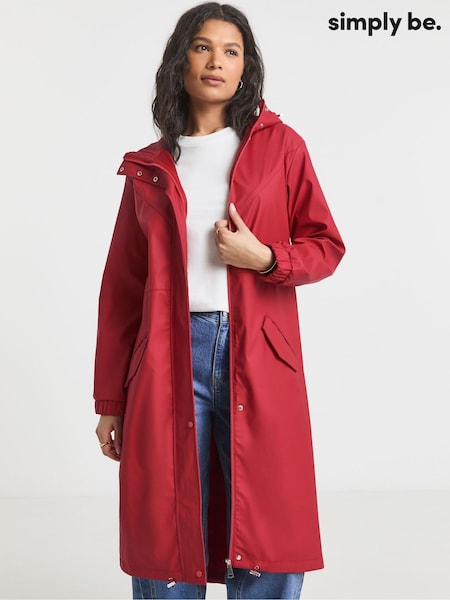 Simply Be Red Longline Rubberised Raincoat (H11323) | €87