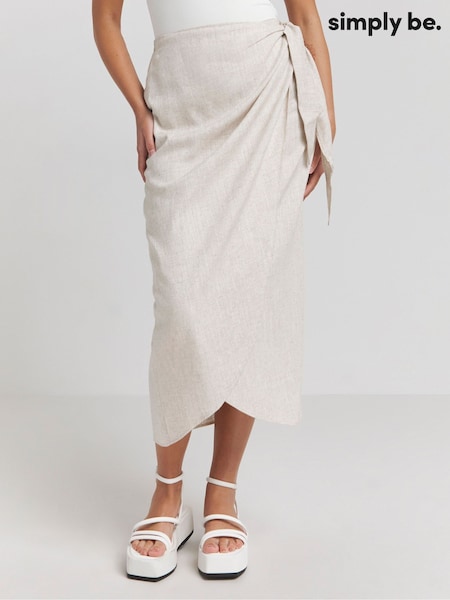 Simply Be Wrap Linen Midi Skirt (H11330) | ‏151‏₪