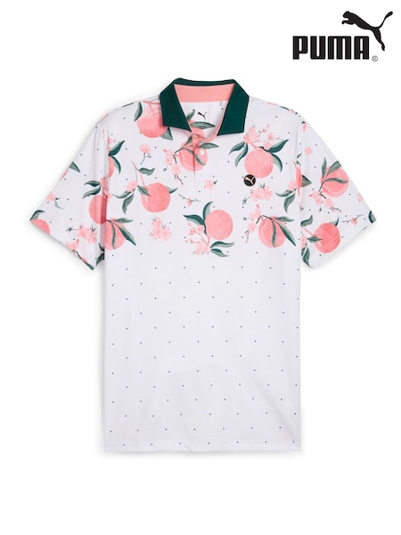 Puma White Mens Mattr Freshly Picked Golf Polo Shirt (H11362) | €89