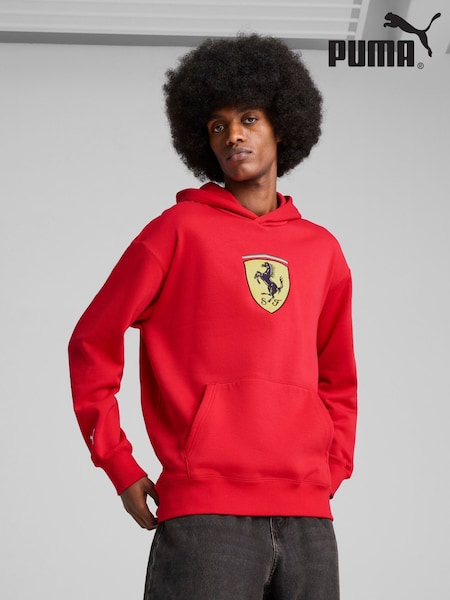 Röd - Puma Mens Scuderia Ferrari Race Big Shield Hoodie (H11385) | kr2 110