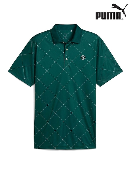 Puma Green Mens Pure 2.0 Argyle Golf Polo Shirt (H11387) | €78