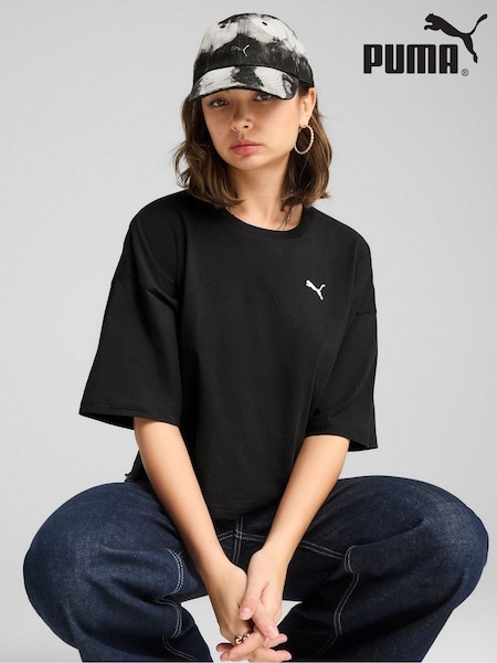 Puma Black Oversized Womens Wardrobe Ess Short T-Shirt (H11429) | €33