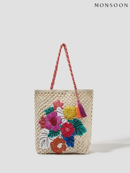 Monsoon Zoe Embroidered Crochet Tote Bag (H11462) | ‏277‏₪