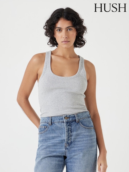 Hush Grey Scoop Neck Ribbed Vest (H11465) | 148 QAR