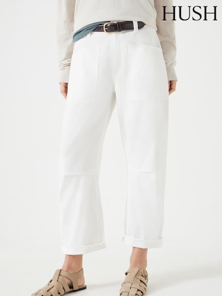 Hush Cream Cordi Barrel Leg Trousera (H11487) | ₪453