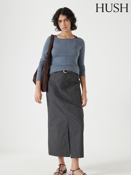 Hush Paper Column 100% Cotton Midi Skirt (H11495) | ‏402‏₪