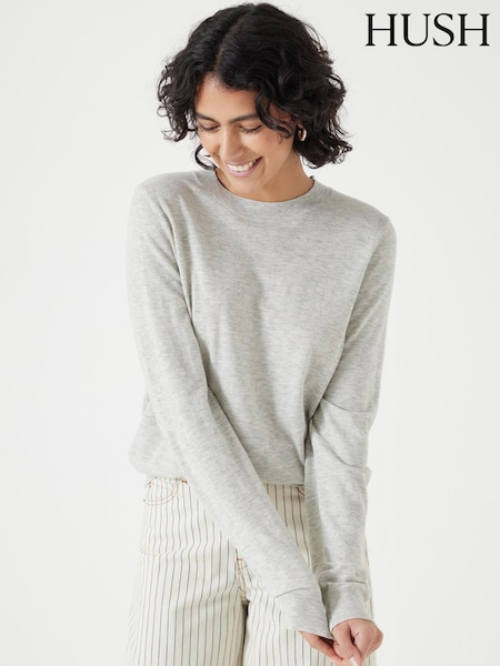 Hush Grey Fine Knit Wool Blend Jumper (H11496) | ₪402